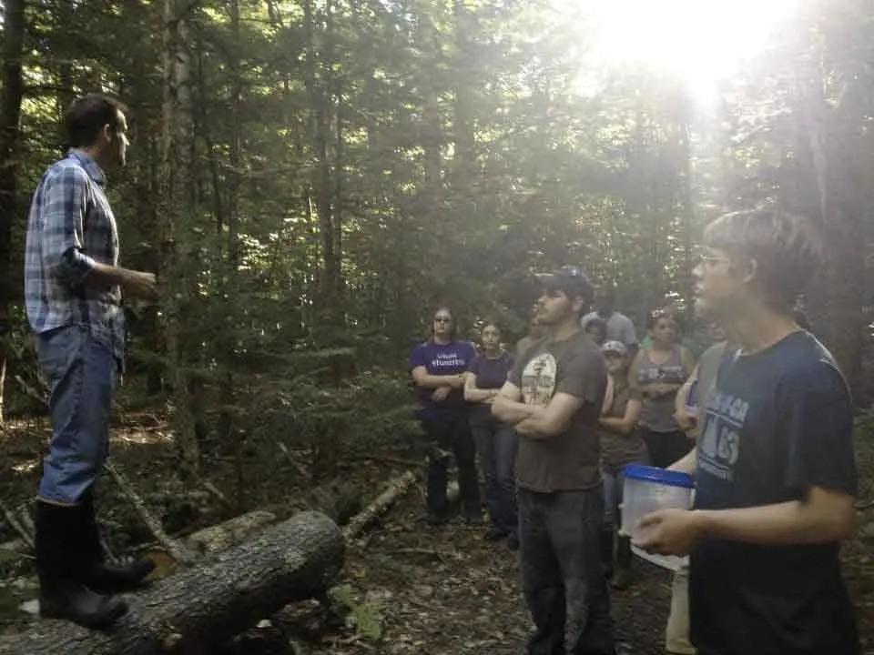 Unity students attend class in the woods