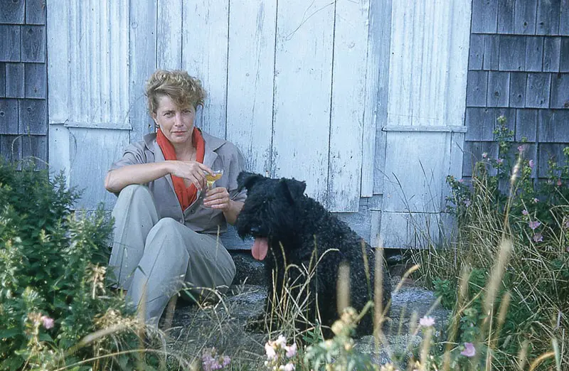 Margaret Wise Brown, outside her writing studio at the Only House, on Vinalhaven, in 1952. Photo courtesy of James S. Rockefeller Jr.