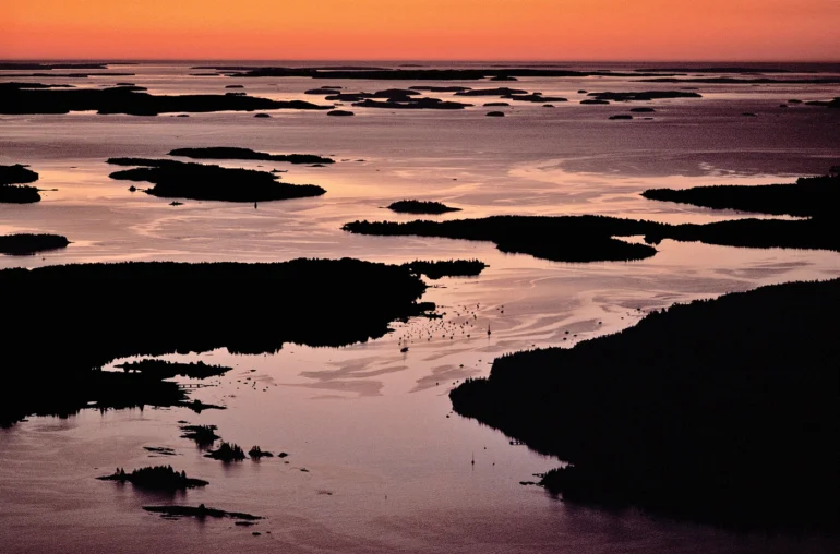Ralston took this photo, titled Thorofare, in 1986, flying in a friend’s plane at dawn over the Fox Islands Thorofare, in Penobscot Bay. “I’ve been on virtually every island in this photograph,” he wrote in his book Sightings: A Maine Coast Odyssey.