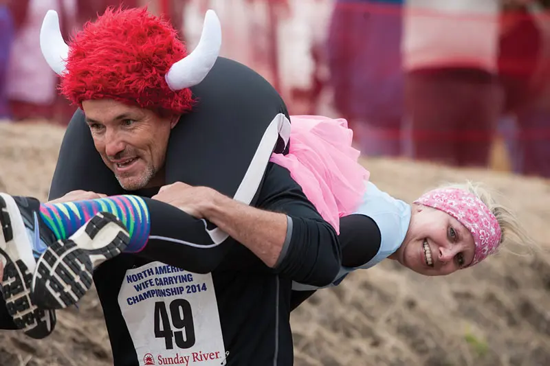 The North American Wife Carrying Championships at the Sunday River Fall Festival