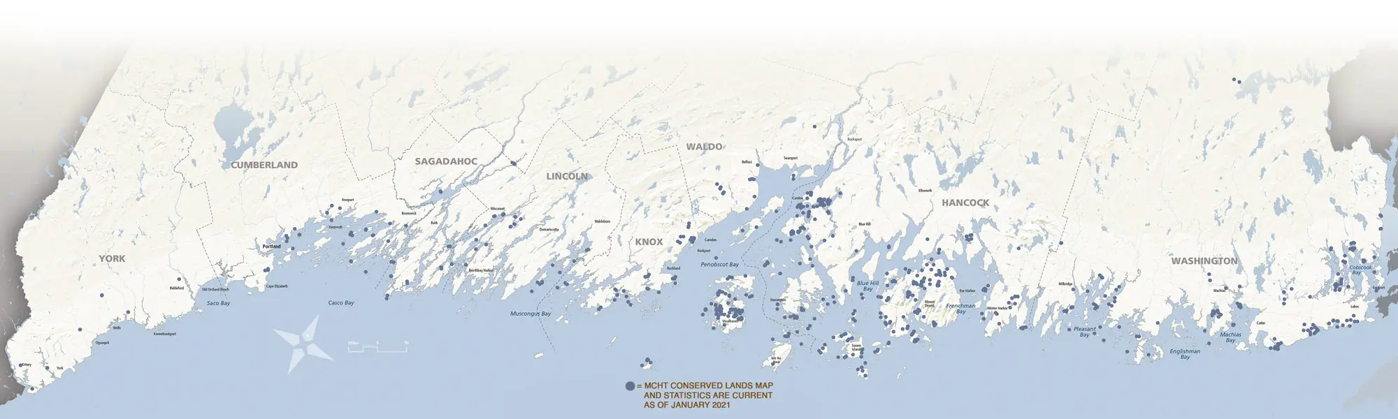Maine Coast Heritage Trust preserve map