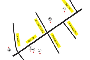 map of shops in downtown Ellsworth
