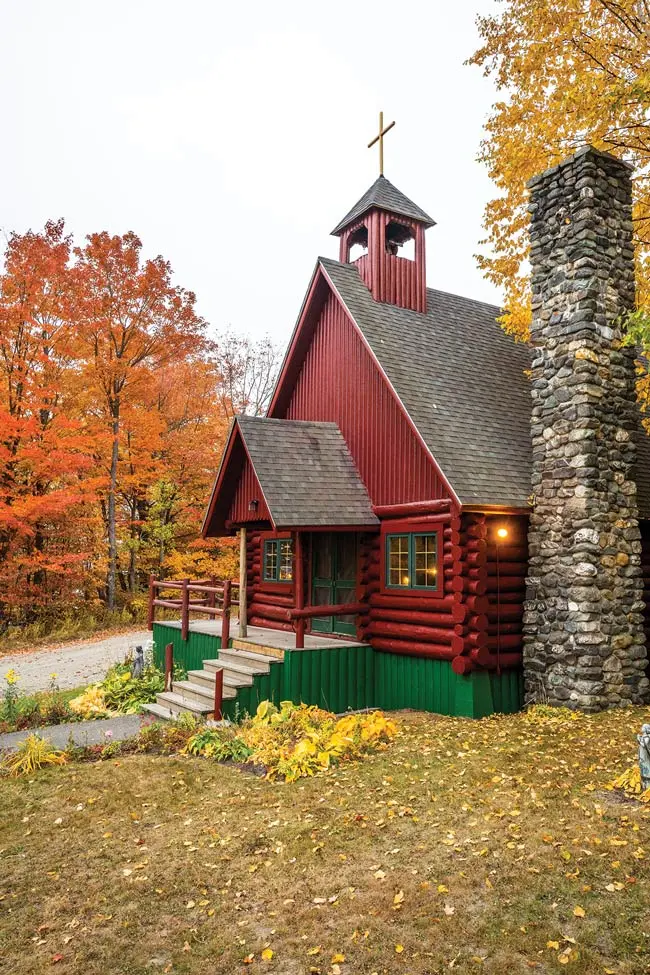 The 1948 Rockwood Community Church, known as “the log chapel.“