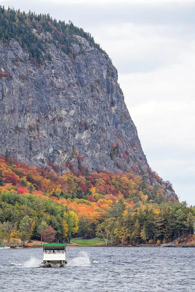 Looming over the lake’s northern reaches, Mount Kineo is reachable by a shuttle boat from Rockwood