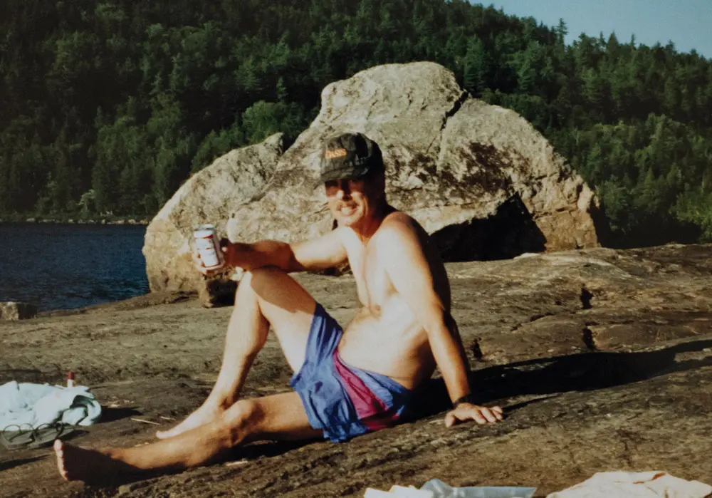 Dan on a camping trip on the Moose River, in Jackman.