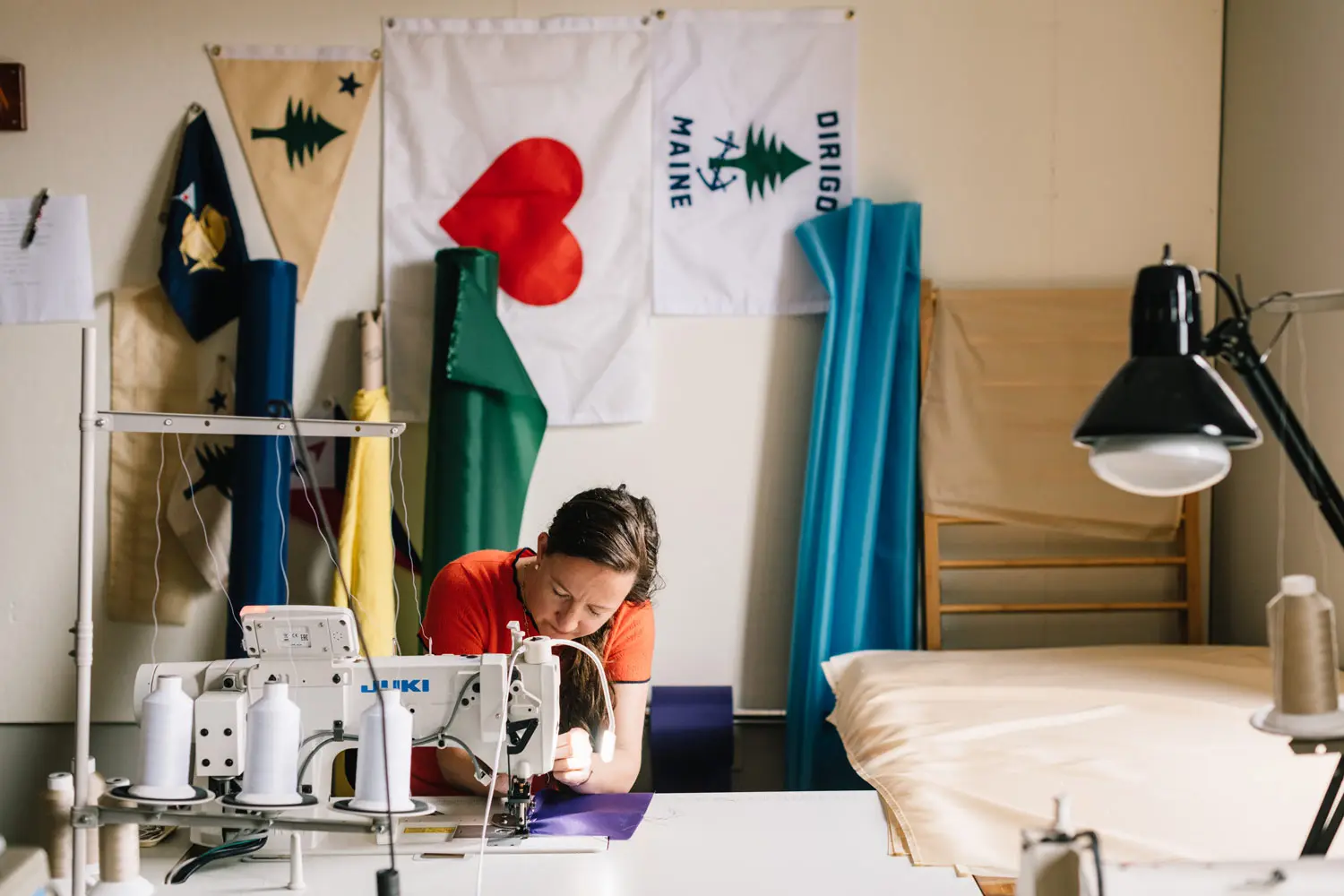 Bethany Field at her sewing machine