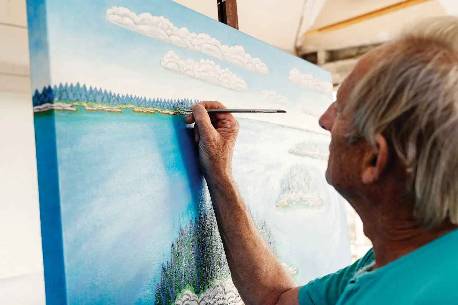 Artist Eric Hopkins at work