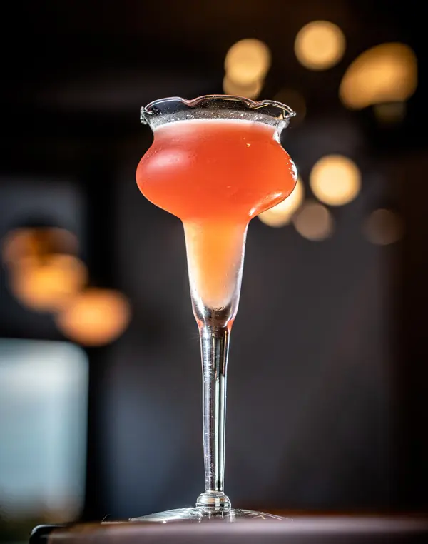 a Honeypot cocktail, made with rum and rose-hip honey