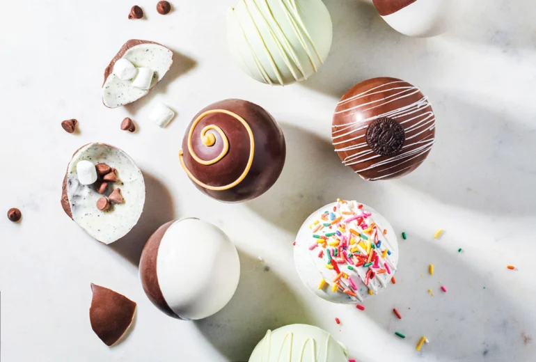 hot-chocolate bombs from Splendiferous Sweet Shoppe in Searsport, Maine
