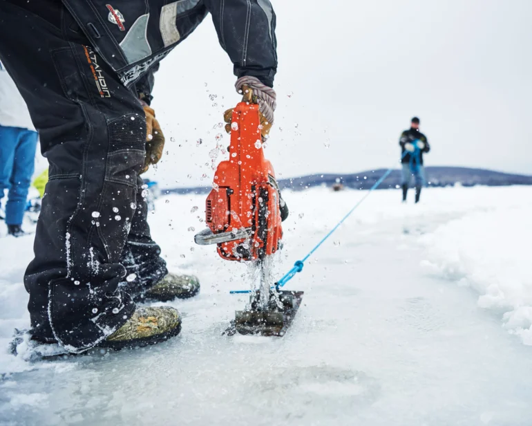 Earlier this winter, a contingent of the Northern Maine Ice Busters got some practice in with a small carousel on Aroostook County’s Long Lake.