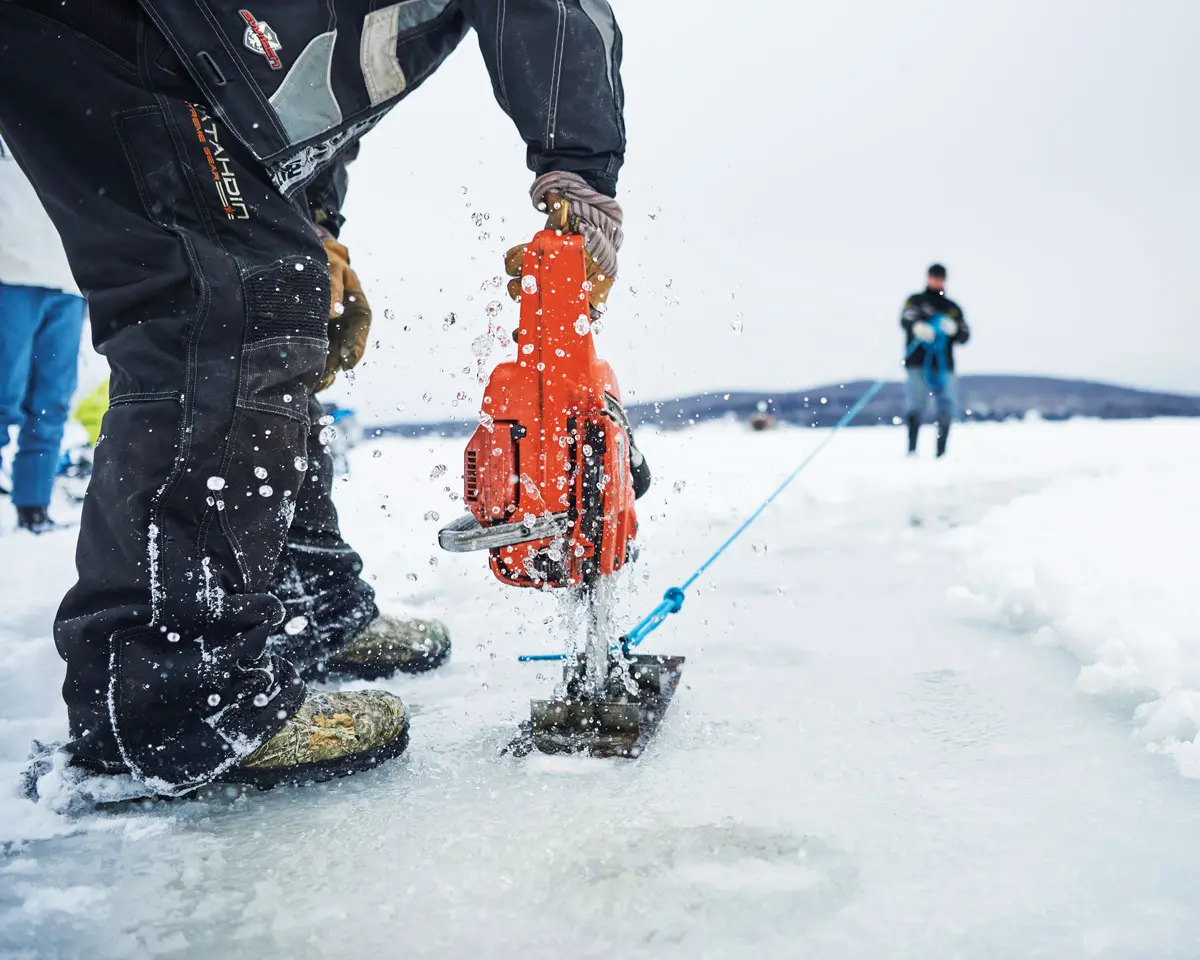 Earlier this winter, a contingent of the Northern Maine Ice Busters got some practice in with a small carousel on Aroostook County’s Long Lake.