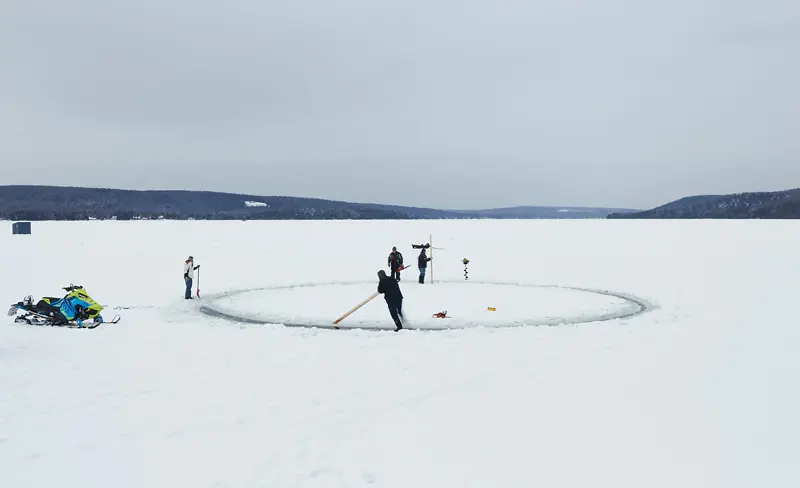 Earlier this winter, a contingent of the Northern Maine Ice Busters got some practice in with a small carousel on Aroostook County’s Long Lake.