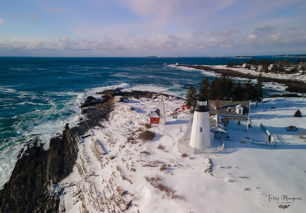 Snowy Pemaquid from Above, photographed by Terri Mongeon