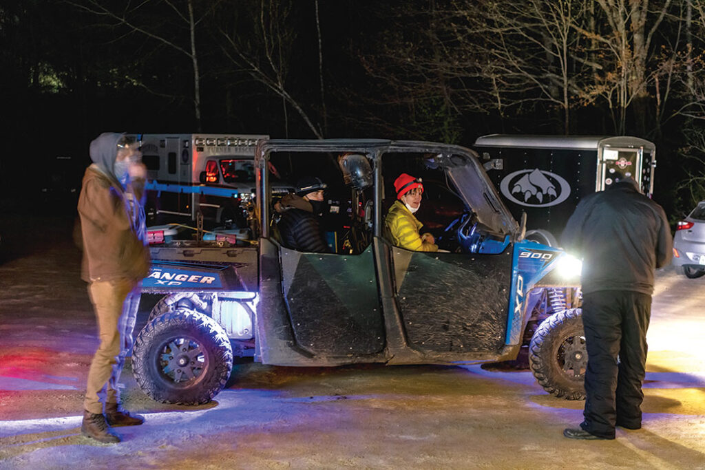 Turner Timberland ATV Club members assisting injured and ill Riverlands 100 runners