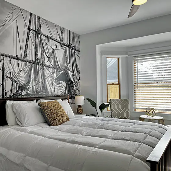 Queen Anne's Revenge hotel's bedroom interior.