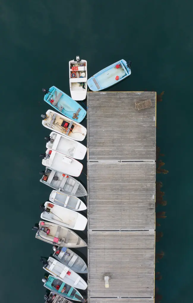 Boats at a dock in Northeast Harbor