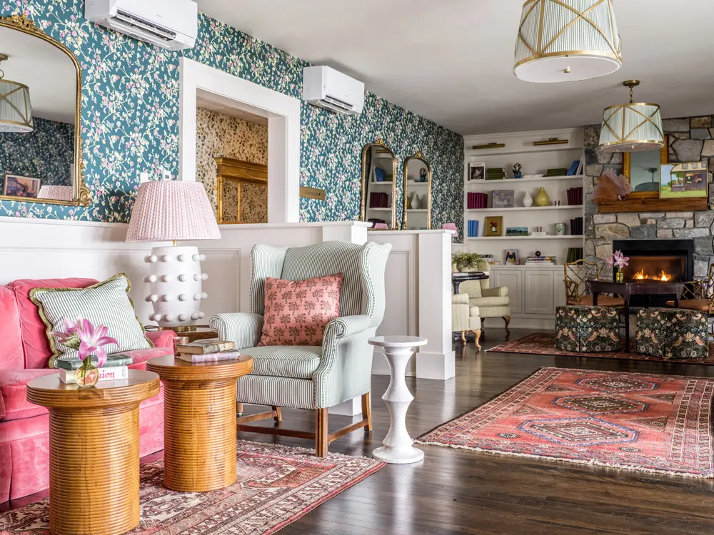 The Claremont hotel parlor.