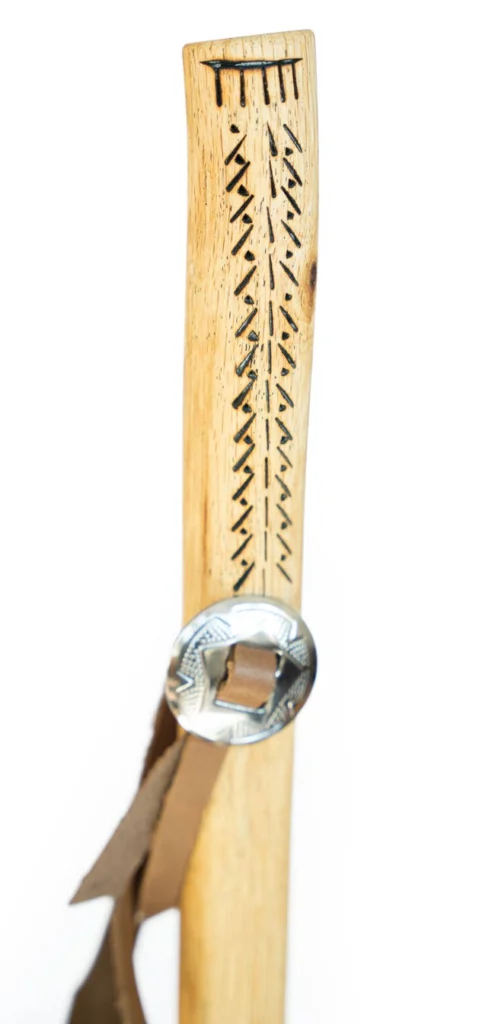 decorative top of Greyfeather Woodcraft walking stick