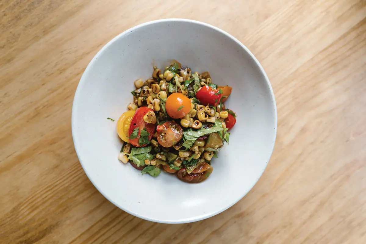 charred corn and tomato salad