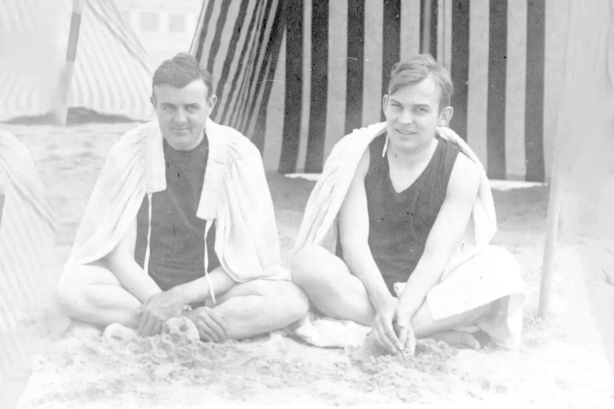 Painter Russell Cheney, left, and Harvard scholar F. O. Matthiessen, in Normandy, France, in 1925.
