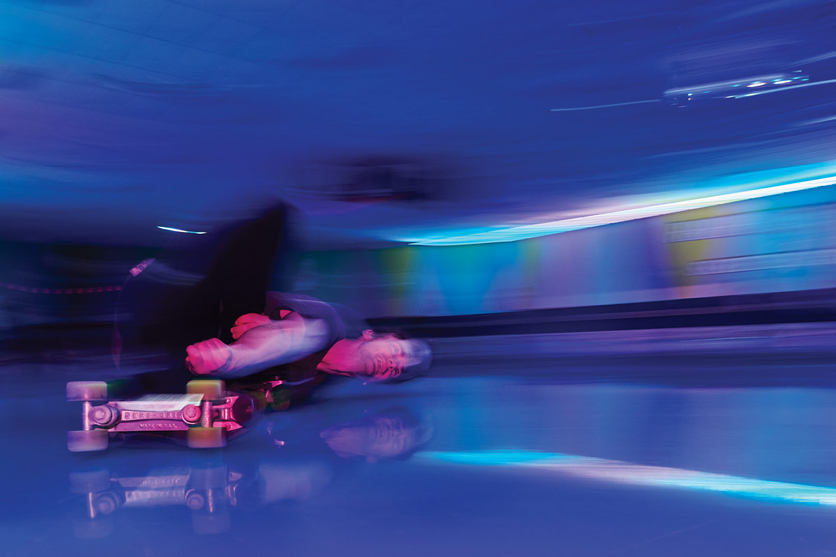 roller skater skating close to the floor