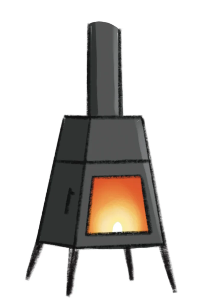 illustration of a ultra modern woodstove