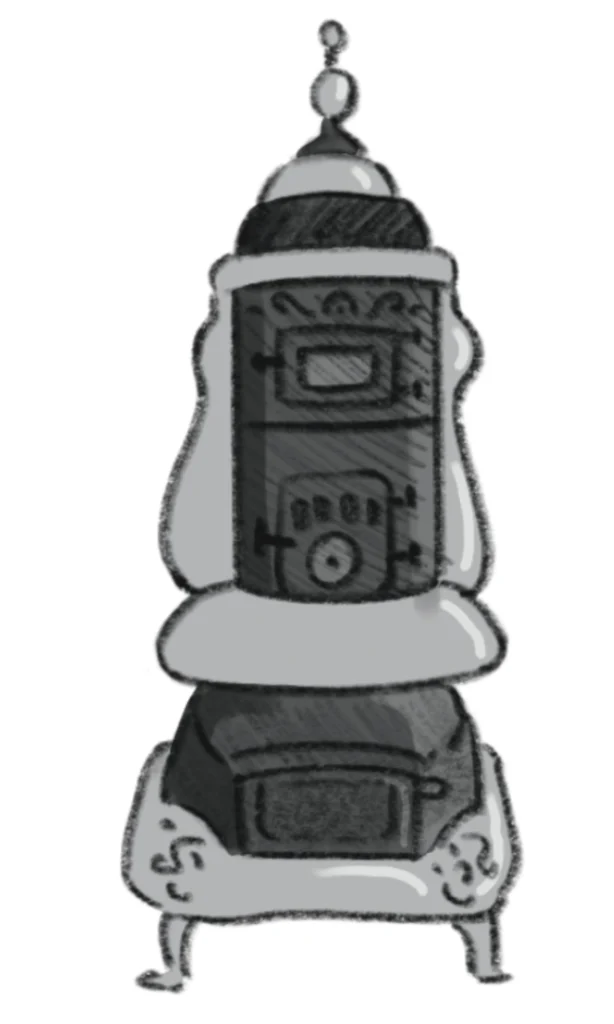 illustration of an old woodstove