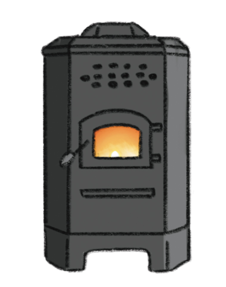 an illustration of a pellet stove