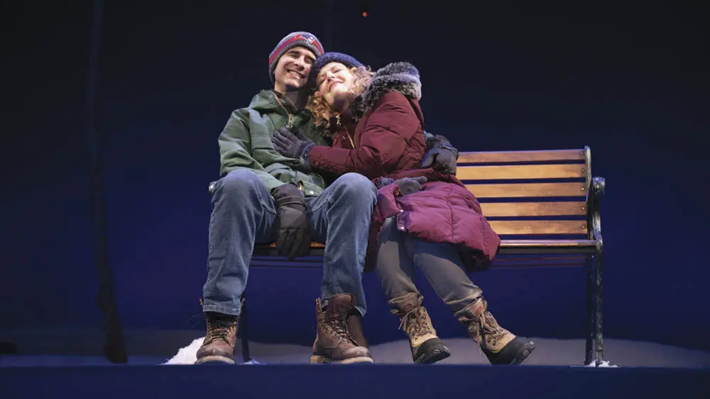 Lovers on a bench from the play Almost, Maine