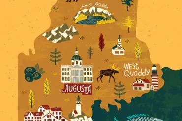Illustrated map of Maine, by Stellar_Bones