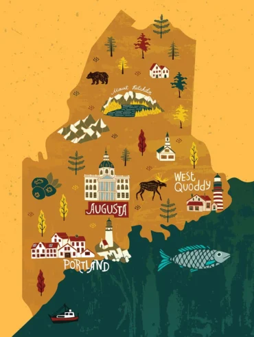 Illustrated map of Maine, by Stellar_Bones
