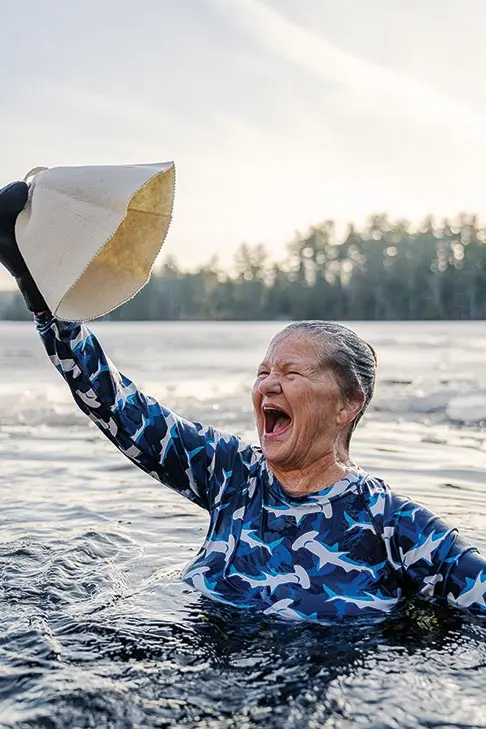 woman in cold water