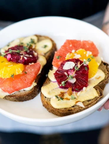 A Citrus Got Real, with orange, blood orange, and grapefruit, cashew “ricotta,” and sliced almonds from Toast in Kittery, Maine