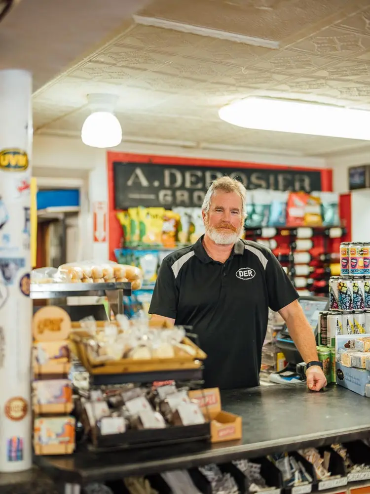 Phil Wagner, owner of Derosier’s, on Freeport’s Main Street