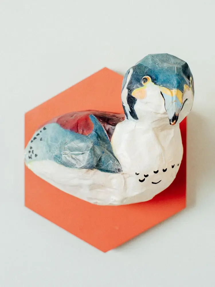 papier-mâché bird mount