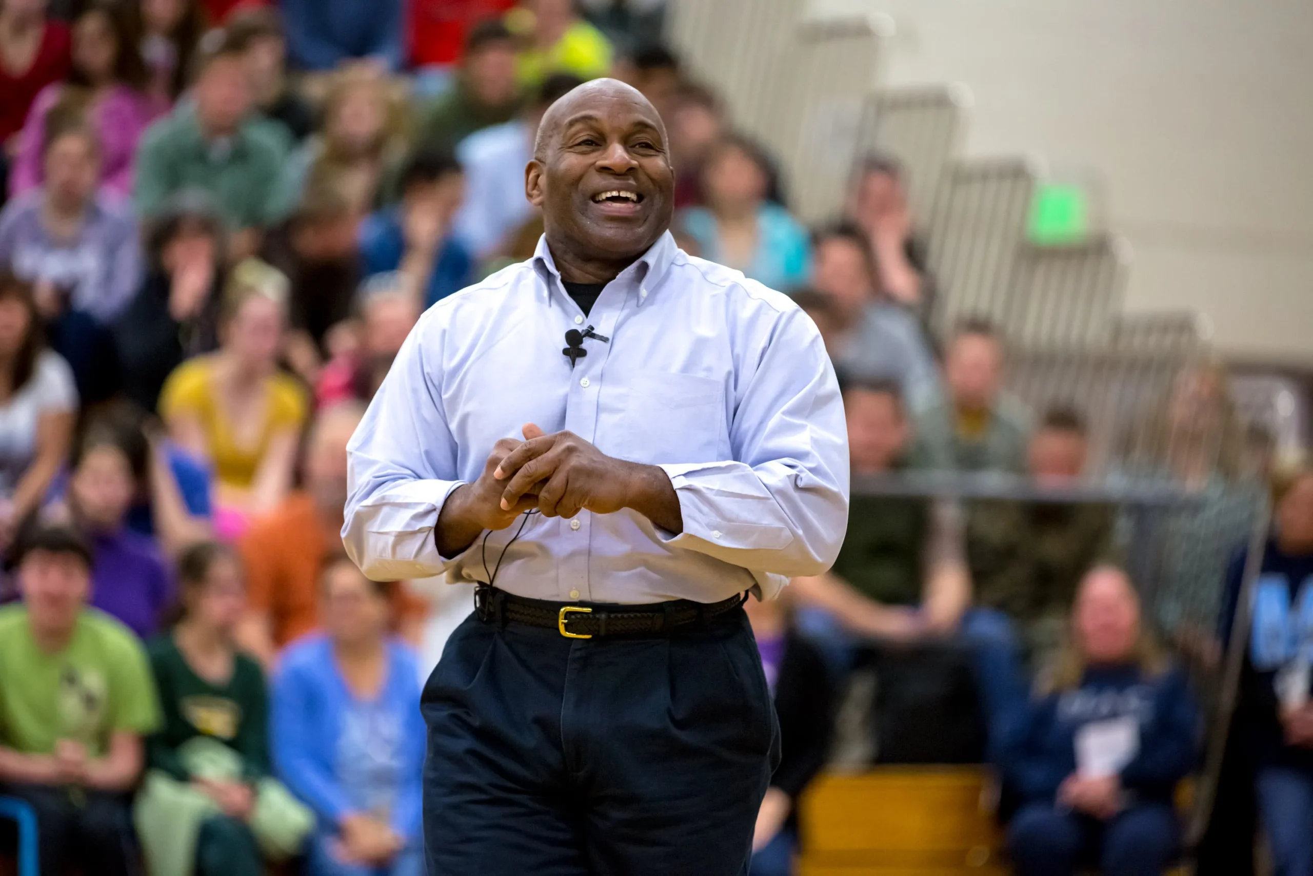 John Jenkins, speaking to students in Oxford County, in 2014.