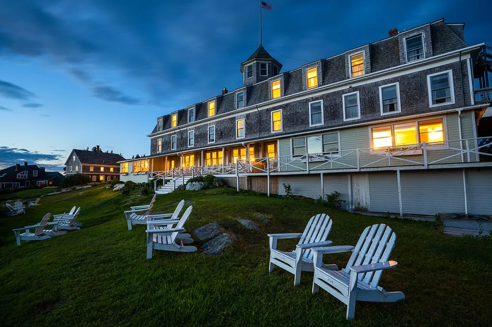 Dusk falls on the Island Inn