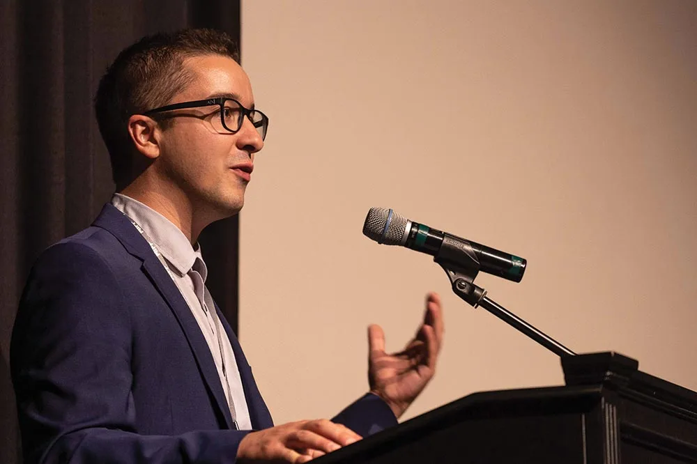 Mike Perreault speaking at the 2022 Maine International Film Festival