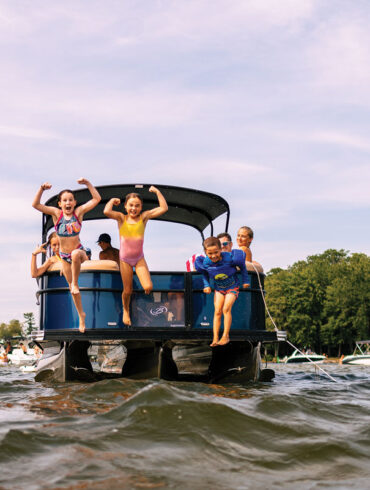 Pontoon leapers on Brandy Pond