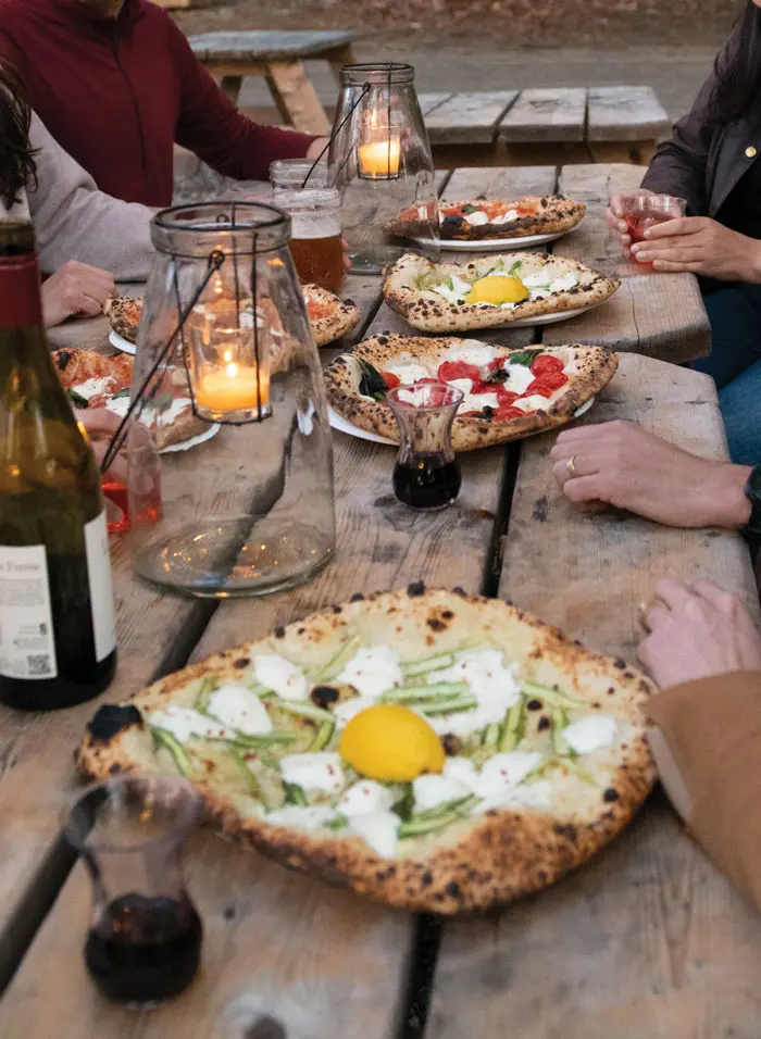 wood-fired pizza from Il Leone, on Casco Bay’s Peaks Island