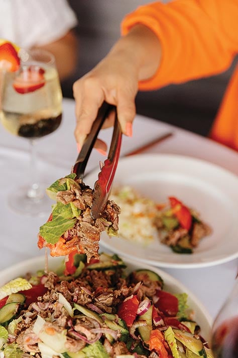 salad with filet mignon and a dressing of lime and house-made fish sauce