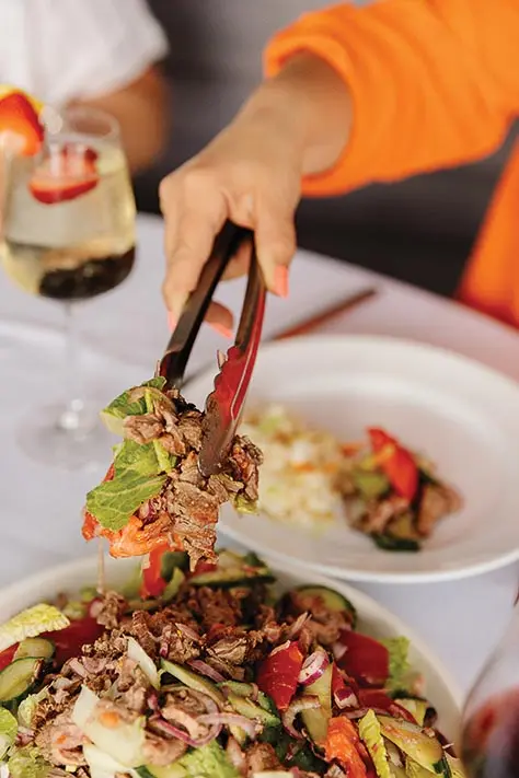 salad with filet mignon and a dressing of lime and house-made fish sauce