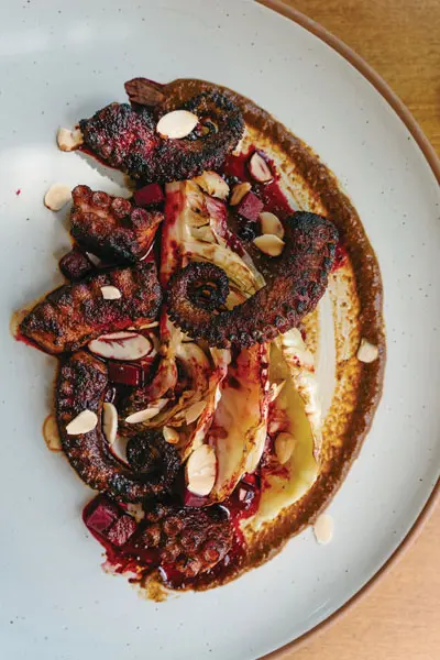 octopus dish from Lincolnville’s Youngtown Inn