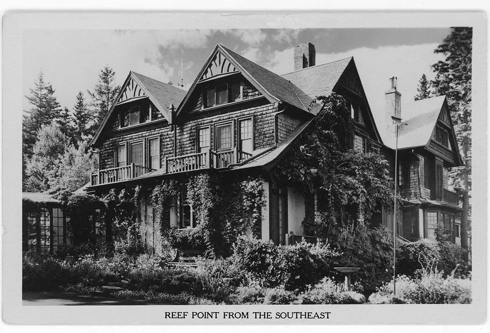 Reef Point, a many-terraced cottage was built for Mary Cadwalader Rawle and Frederic Rhinelander Jones