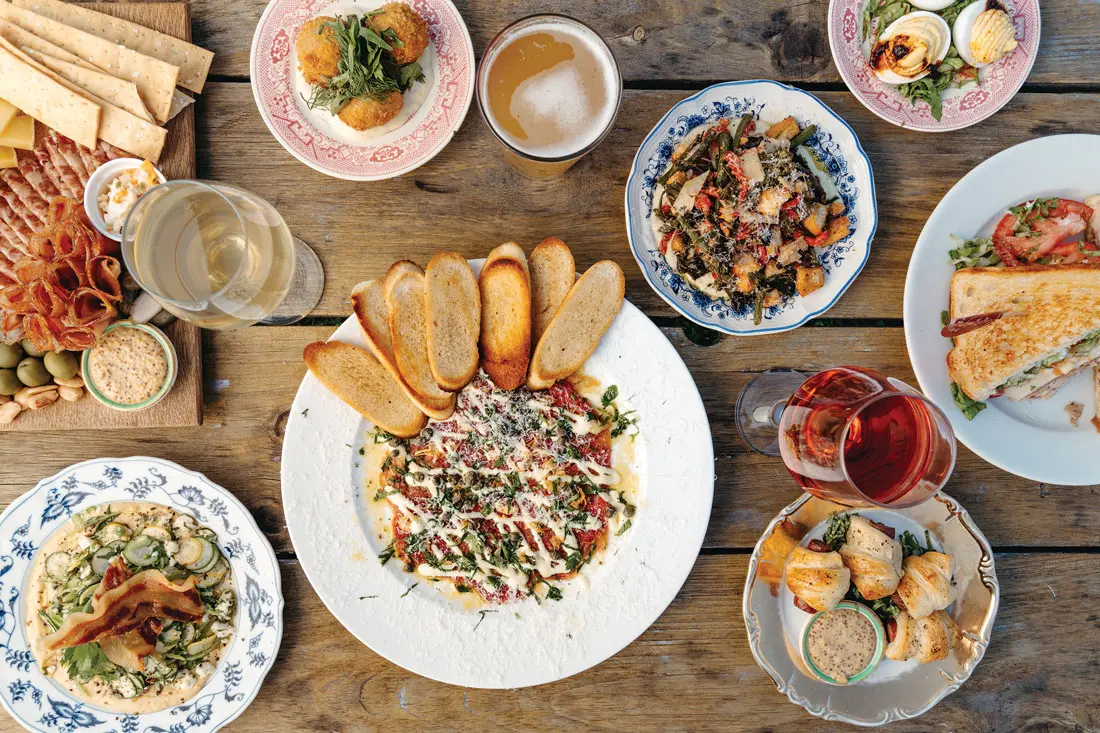 spread of dishes from the Rooting Pig at Broad Arrow Farm, including charcuterie