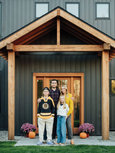 Britt and Anthony, pictured with their kids, Charlie, 12, and Hadley, 10 outside their Bar Harbor home