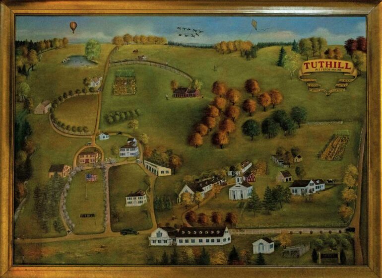 A 1988 commissioned painting of Tuthill by the late New Gloucester artist Reginald Jacqmin hangs in the Tuttle family’s Greek Revival here.