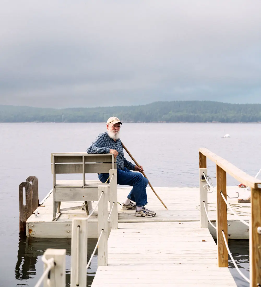 Dan Dennett on his Deer Isle dock