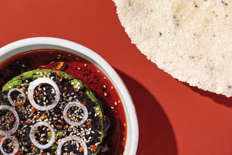The Avocado tostada at Regards, made with lint corn grown at the Somali Bantu Community Association’s Liberation Farm