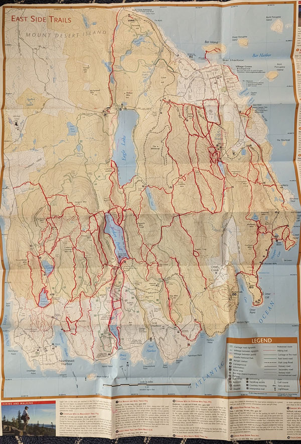 The Blanchard family recorded their completed Acadia hikes on this well-traveled trail map.